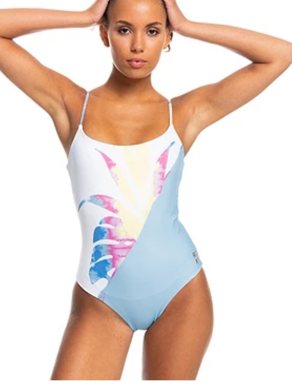 Roxy Pop Surf Reversible Tie-Dye One-Piece Swimsuit in Blue, Yellow & Pink